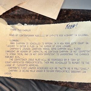 UPI report on Mark Chapman hearing to plea John Lennon